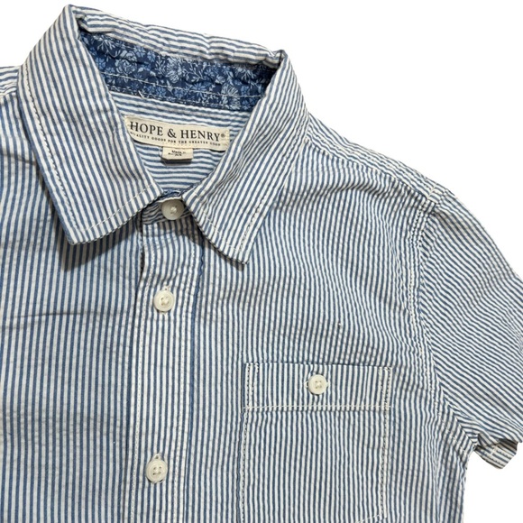 Hope & Henry Blue Striped Button Down Shirt organic cotton with pocket size M - Picture 2 of 5
